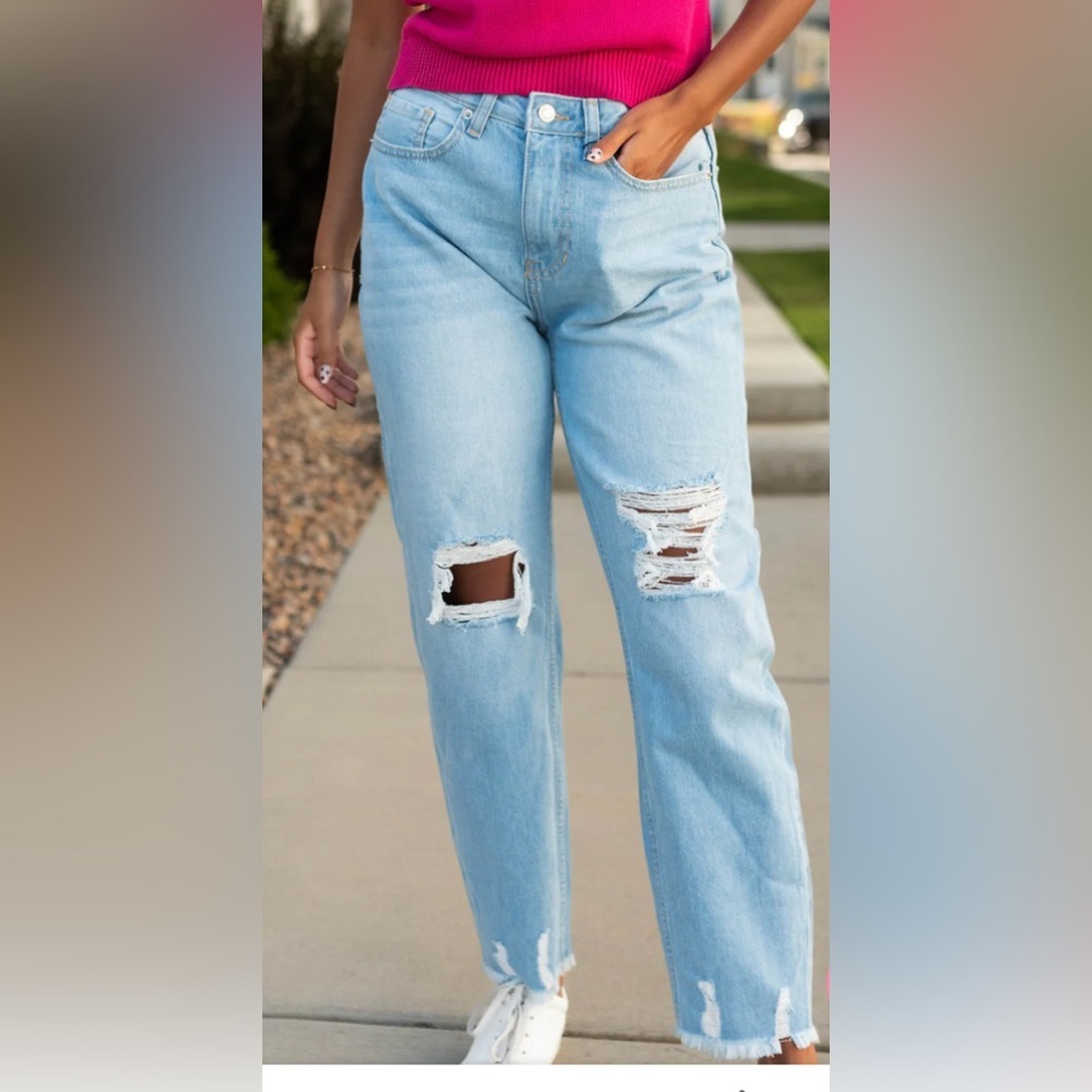 Muselooks‎ High Rise Distressed Mom Jeans Size 9 - Picture 12 of 14